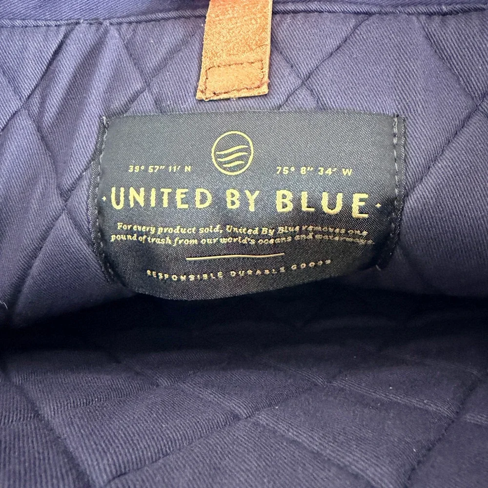 United By Blue Messenger Bag Beige Canvas Leather Laptop Briefcase